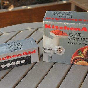 KitchenAid food grinder attachment and Pasta maker plates with storage stomper